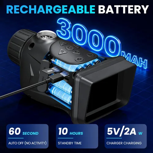 Miniatura 8 de VXF Monocular de visión nocturna, alcance de visión nocturna 4K para 100% oscuridad con batería recargable de 3000 mAh, tarjeta SD de 3+32 GB