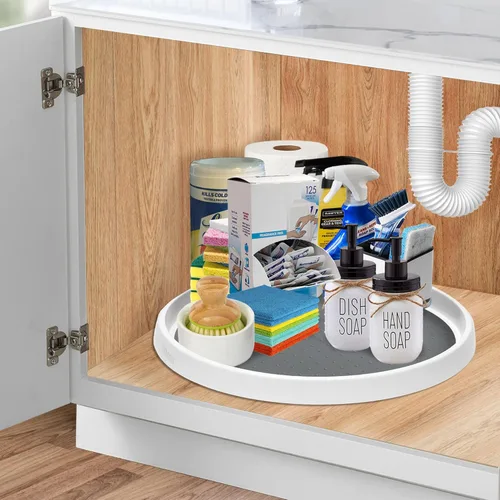Miniatura 3 de Juego de 2, organizador antideslizante Lazy Susan de 12 pulgadas, tocadiscos Lazy Susan para gabinete, organizador de gabinete de cocina