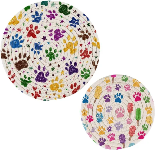 Miniatura 55 de Salvamanteles para platos calientes, ollas y sartenes, 2 soportes para ollas, resistentes al calor, de algodón, redondos, para encimera de cocina