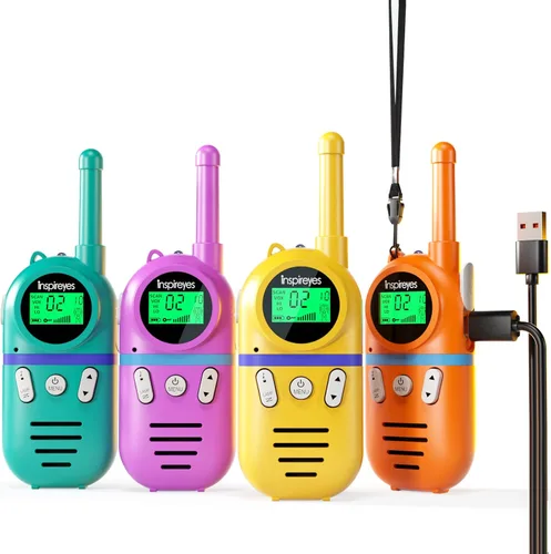 Miniatura 13 de Inspireyes Walkie Talkies para niños recargables, juguetes para niños y niñas de 3 a 12 años, paquete de 2 radios bidireccionales de largo alcance