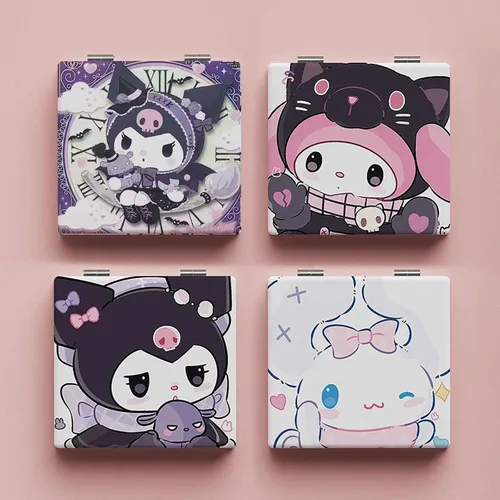 Miniatura 2 de Espejo compacto de viaje Kawaii para mujeres y niñas, bonito espejo cosmético clásico de dibujos animados con aumento 1X/2X espejo de maquillaje