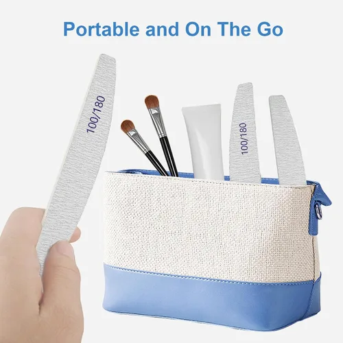 Miniatura 5 de Limas de uñas (paquete de 50), lima de uñas de madera de grano 100/180, lima de uñas de doble cara de madera Emory para uñas naturales, profesional