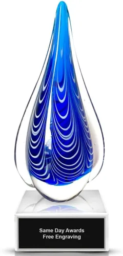 Miniatura 27 de Premio de Vidrio Artístico Soplado a Mano – Premio Elegante con Grabado Personalizado para Corporativo, Deportes, Jubilación, Reconocimiento