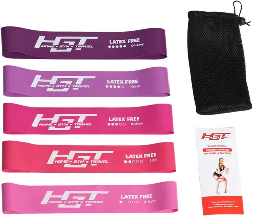 Miniatura 6 de HGT - Juego de bandas de resistencia sin látex para mujeres y hombres, soporta estiramiento, yoga, PT, glúteos y entrenamiento de piernas