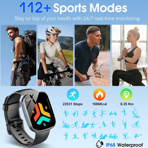 Miniatura 5 de Csasan Reloj inteligente con pantalla HD de 1.91 pulgadas, monitor de frecuencia cardíaca, sueño/pasos, más de 100 relojes deportivos, seguimiento
