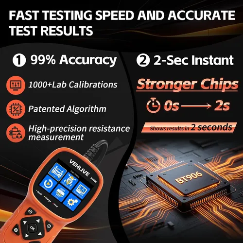 Miniatura 3 de BT906 - Probador de batería de automóvil de 6 V, 12 V, 24 V, con prueba de batería de litio, prueba de circuito automotriz 5-3000CCA, probador
