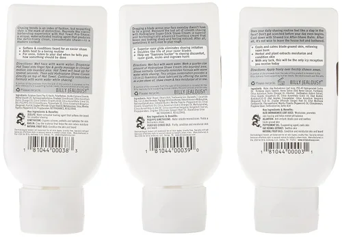 Miniatura 4 de Billy Jealousy Shave3some Trio - Kit de afeitado de tamaño de viaje para hombres con calentamiento preafeitado, crema de afeitado súper resbaladiza