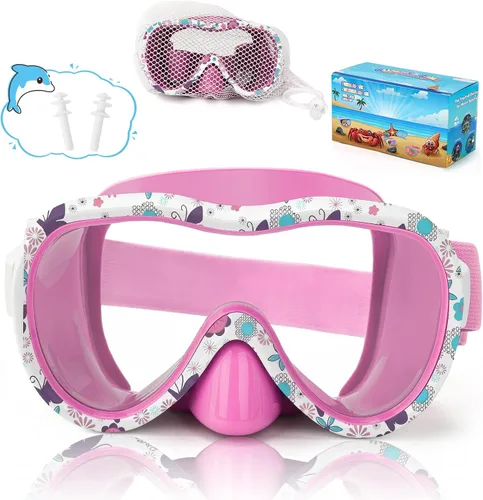 Miniatura 17 de iGym Gafas de natación para niños, máscara de buceo, máscara de buceo, gafas de natación con cubierta de nariz y correas elásticas cubierta y bolsa