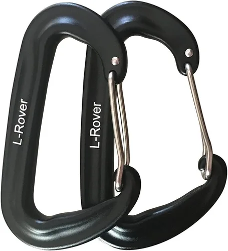 L-Rover Mosquetón, mosquetones de aluminio ligeros y resistentes de 12 KN, mosquetones Wiregate para hamacas, camping, llaveros, exteriores y