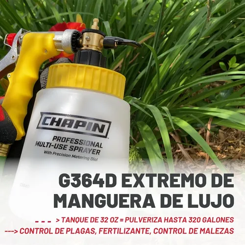 Miniatura 2 de Chapin G364D Fabricado en EE. UU. Pulverizador de manguera profesional para césped y jardín de 32 onzas con 16 raciones de mezcla en el dial