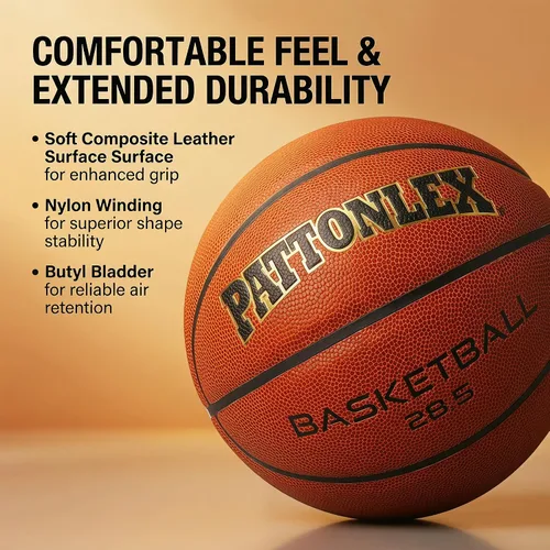 Miniatura 4 de Basketball Ball – Official Size– Composite Leather Indoor/Outdoor Basketball for Men, Women & Girls, with Pump Marrón-NO.6