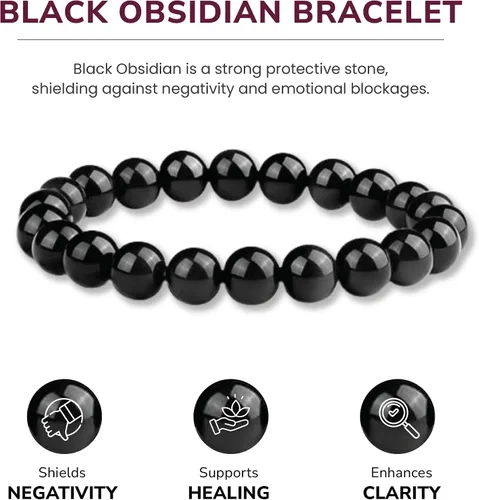 Miniatura 119 de Crystal Vibe Pulseras de cuentas de 0.315 in para mujeres y hombres, pulseras de cristal con piedras preciosas naturales, tamaño elástico ajustable