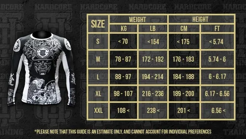 Miniatura 6 de Hardcore Training Camiseta de compresión para hombre, manga larga, Jiu Jitsu, MMA No-Gi, BJJ apretada, capa base de combate