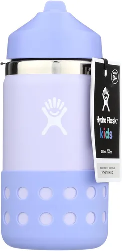 Miniatura 24 de Hydro Flask Botella de agua para niños para la escuela, acero inoxidable y aislada con tapa de pajita, 18 onzas en dalia Dahlia