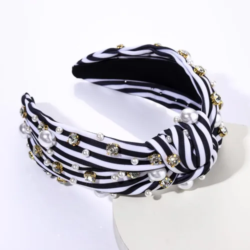 Miniatura 4 de mokkia Diademas anudadas de perlas de cristal para mujer, diadema con diamantes de imitación, diademas adornadas con cuentas de cristal brillante