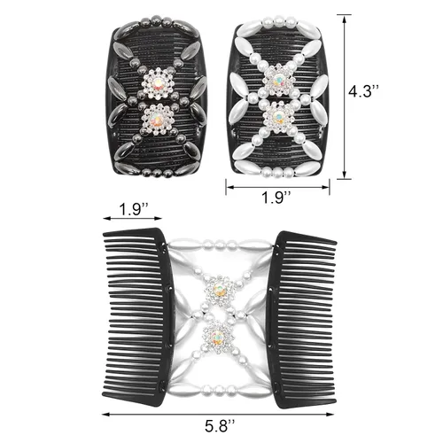 Miniatura 2 de Quacc 2 peines mágicos para el cabello, con cuentas elásticas, pinzas de doble cara, peine para el cabello para mujeres y niñas, accesorios