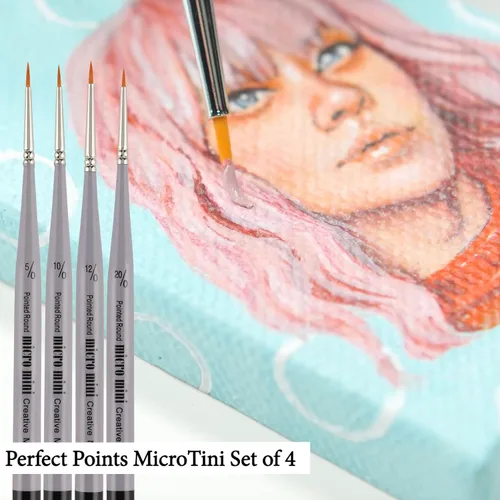 Miniatura 21 de Creative Mark Juego de 30 pinceles de pintura con microdetalles, mini pinceles para acrílico, acuarela, óleo, cara, uñas, pintura a escala y dibujo