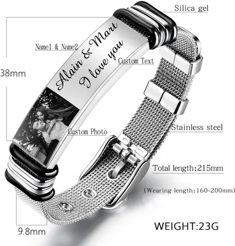 Miniatura 48 de OPALSTOCK Pulseras médicas personalizadas de silicona ajustable para identificación de emergencias, grabado gratuito, 9 pulgadas, resistente al