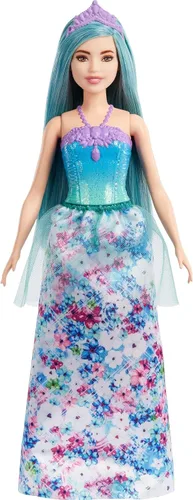 Miniatura 7 de Barbie Dreamtopia Royal Fashion Muñeca con pelo rosa claro y corpiño brillante con falda extraíble, zapatos y accesorio para la diadema