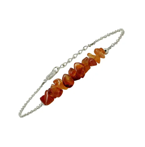 Miniatura 2 de Gempires Real Carnelian Bar Bracelet, Energy Healing Crystals With 7 + 1 Inch Silver Plated Adjustable Chain (Carnelian)