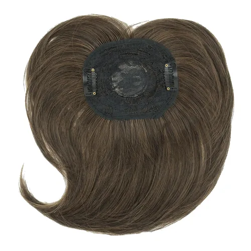 Miniatura 3 de IMISSU Extensión de pelo tipo tupé con clip, parte superior para pérdida de cabello suave, volumen unisex (negro claro)