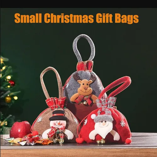 Miniatura 3 de KEIGPERI 1 juego de bolsas para muñecas de regalo de Navidad, bolsas de regalo reutilizables con cordón, bolsas de regalo de Navidad con cordón