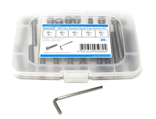 Miniatura 276 de iexcell 25 piezas M4 x 60/65/70/75/3.150 in paso de rosca 0.028 in acero inoxidable 304 cabeza hexagonal Tornillos Tornillos surtido Kit