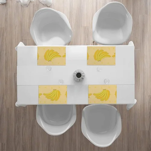 Miniatura 6 de Rectangular Placemats Set of 4, Heat Resistant Cartoon Banana Printed Kitchen Dining Table Mats