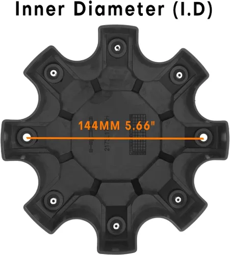 Miniatura 3 de Tapones centrales de rueda de 6.811 in 6.81 pulgadas para HPD/HD Off-Road Off-Road Negro satinado V2 Hybrid Off-Road Truck Wheel 8 Lug