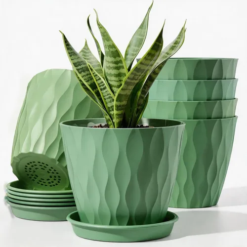 Miniatura 3 de 6 Pack Plant Pots with Drainage Holes, 4 Inch Plastic Indoor Flower Pots, Succulent Pots for Orchids, Violets, Succulents, Herbs and Other Small