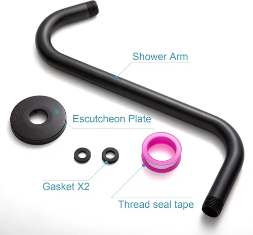 Miniatura 6 de Brazo de extensión de cabezal de ducha OFFO de 6 pulgadas, brazo de ducha en forma de "S" de cuello de ganso de alto rendimiento con brida en oro