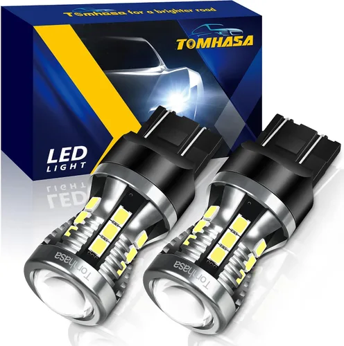 Miniatura 20 de Bombillas LED 3157 rojas para luces de freno, 24 conjuntos de chipsets SMD 300% más brillantes 3056 3156 3057 4157. Bombillas LED de repuesto