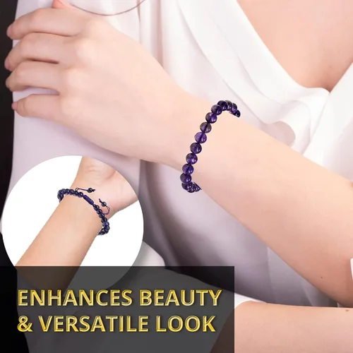Miniatura 69 de Adjustable Crystal Bracelet – Gemstone Bead Bracelet with Adjustable Macrame String – Chic Gemstone Bracelet for Men and Women – 8mm Round Healing