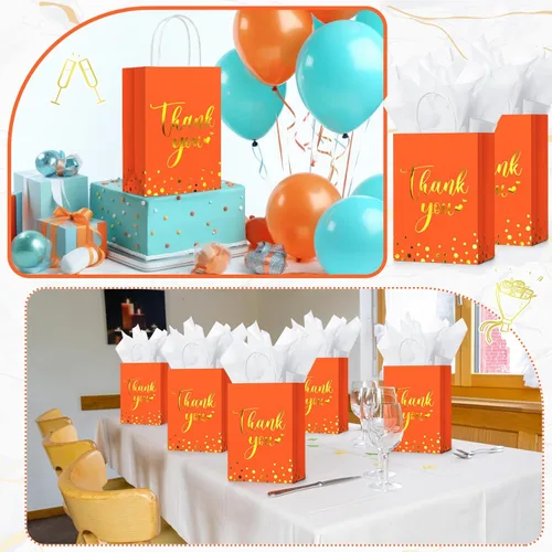 Miniatura 6 de Tinlade 30 bolsas de regalo de agradecimiento con papel de seda dorado con asa para graduación, negocios, compras, boda, ducha, regalos de fiesta