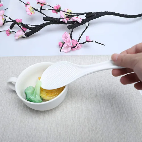 Miniatura 7 de uxcell Cuchara antiadherente plástica del servicio de alimentos de la patata del arroz del palo, blanco