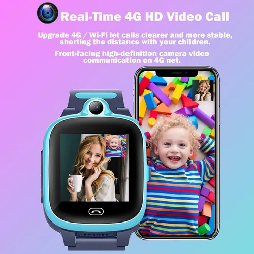 Miniatura 4 de Reloj inteligente con GPS 4G para niños y niñas [versión global] SOS alarma de emergencia impermeable reloj inteligente con texto, video, llamada