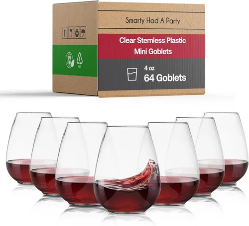 Miniatura 12 de Smarty Had A Party Copas de vino de 12 onzas, paquete de 64 copas de plástico transparente sin tallo, irrompibles y desechables para fiestas