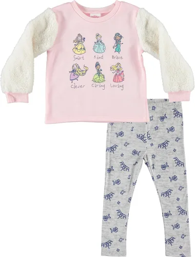 Disney Baby Girls Frozen 2 Long Sleeve Fleece Shirt With Sherpa Sleeves Crop Pants