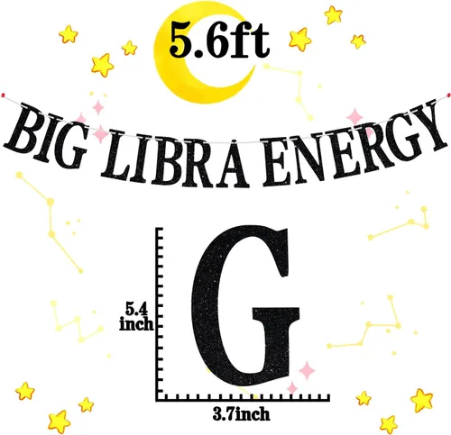 Miniatura 2 de Big Libra Energy - Cartel de cumpleaños, temporada de Libra, zodiaco Libra, horóscopo, astrología, 12 suministros de decoración de fiesta