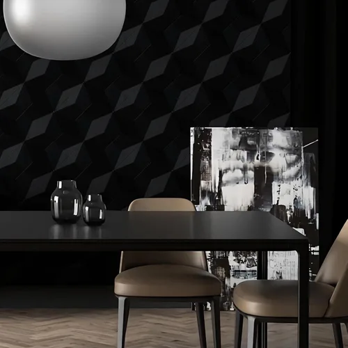 Miniatura 7 de Papel tapiz 3D para despegar y pegar, papel tapiz negro, papel adhesivo de vinilo de 15.7 x 118 pulgadas y papel de pared extraíble, papel tapiz