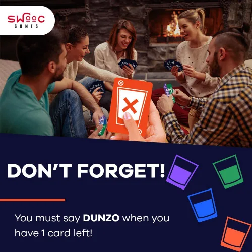 Miniatura 3 de SWOOC DUNZO - Versión hidratante del clásico juego de cartas con 4 vasos irrompibles - Dibuja dos, salta, invierte, consigue loco - Divertido juego