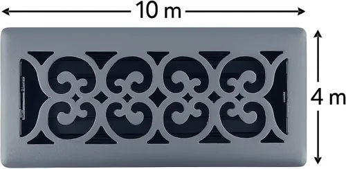 Miniatura 2 de Registro victoriano de piso de 4 x 10 pulgadas en acabado gris granito - Cubiertas de ventilación para piso del hogar - Cubiertas decorativas