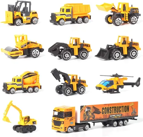 Miniatura 2 de Juguetes de construcción Camión Vehículo fundido a presión Transportador de Coche Conjunto de Excavadora Camión Volquete Excavadora Retroexcavadora