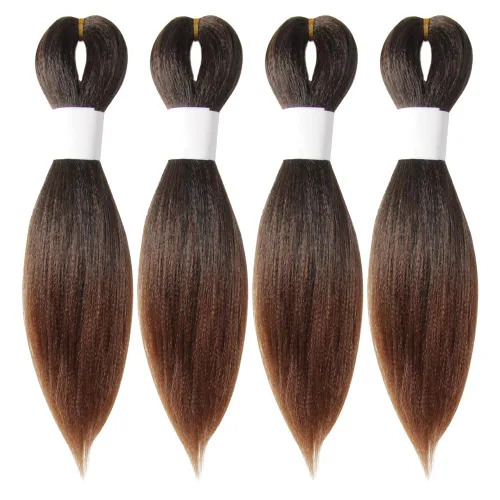 Miniatura 50 de Cabello trenzado preestirado de 10 pulgadas, 4 paquetes, extensiones de cabello corto para trenzas, cabello sintético preestirado #1 (negro azabache)