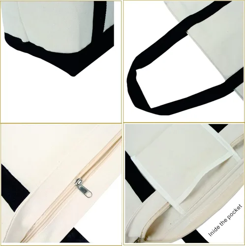 Miniatura 4 de Bolsa de lona con cremallera, 16.5 x 13.4 pulgadas, bolsa de lona lisa resistente, bolsa en blanco, 3 piezas con cremallera, reutilizables, bolsas 3