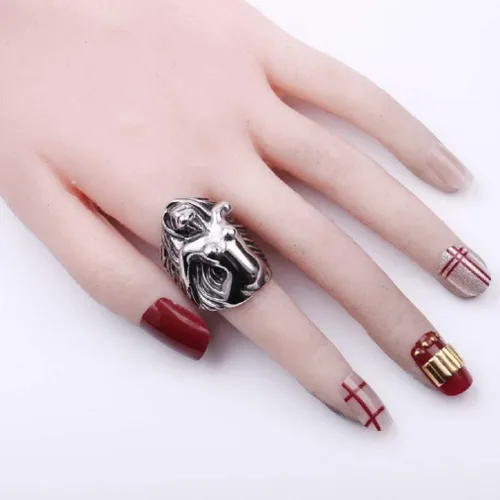 Miniatura 7 de Anillo de diosa para hombre, anillo de diosa masada, anillo de cabeza de calavera de diosa griega, anillo de amuleto de tótem de diosa vintage