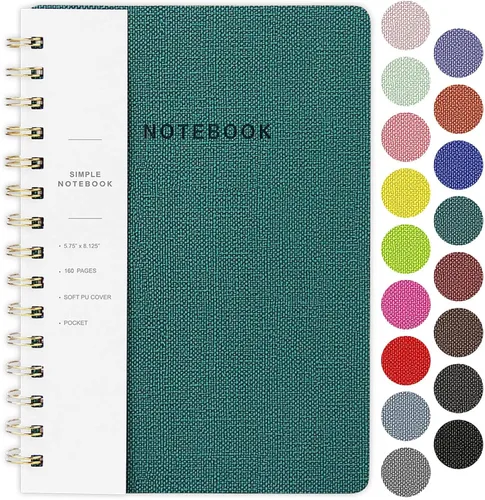 Miniatura 47 de Cuaderno de espiral – Cuaderno grande de tapa dura de 8.5 x 10.98 pulgadas con banda elástica y bolsillo, 180 páginas, diario plano de alambre