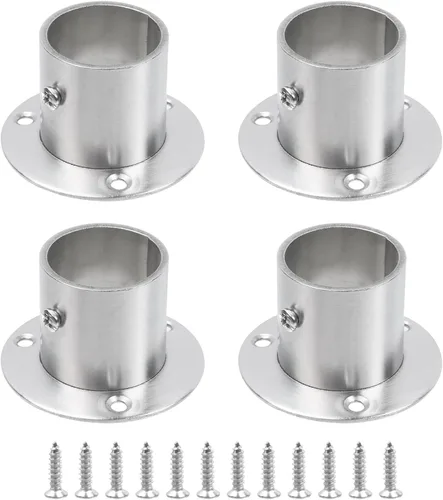 Miniatura 16 de Geesatis Soporte de brida para barra de armario, 2 piezas, soporte de brida alta para barra de armario, con tornillos de montaje, acero inoxidable