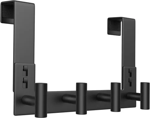 Miniatura 12 de WUIVIUT Ganchos para colgar sobre la puerta, gancho de puerta de metal para colgar, estante de puerta para toalla, baño, dormitorio, soporte