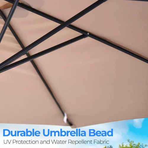Miniatura 6 de SereneLife Home - Sombrilla de mesa de patio de 10 pies, 6 varillas resistentes con botón de inclinación, manivela abierta de fácil cierre, muebles